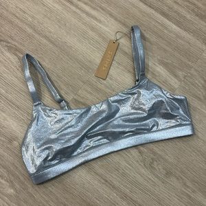 💜NWT💜 Skims Cotton Silver Jersey Scoop Bralette